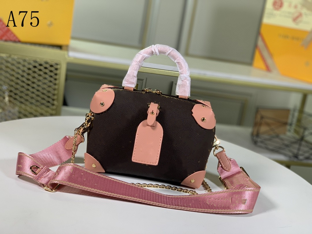 

Luxury designer catwalk PETITE MALLE women's handbags fashion high-quality leather embroidery and removable wide shoulder strap mini square bag