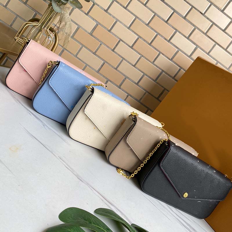 

High-quality embossed handbags Pochette Felicie Clutch Bag Lady Messenger Card Holder Fashion Leopard Print Chain Wallet Ladies Shoulder Bags Mini 3pcs/Set, Customize
