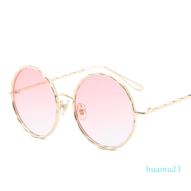 

Pink Lens Gothic Round Sunglasses For Man2021Tennis Polarised Gold Stainless Frame Outdoor Steampunk Designer Glasses Vintage With Case