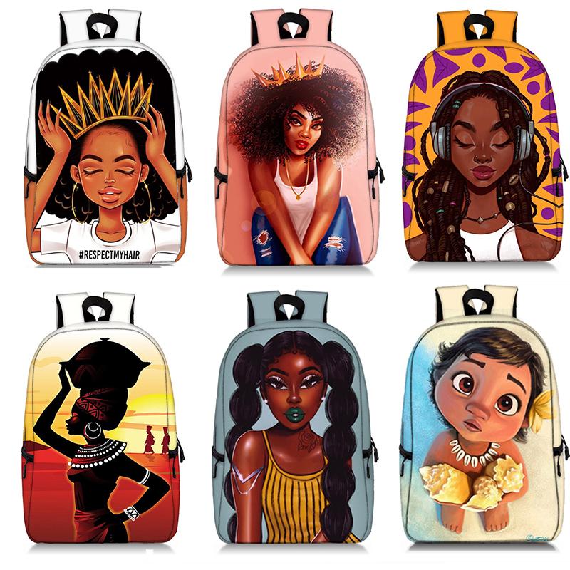 

Backpack Cartoon Afro Brown Girls Print Africa Lady Rucksack Children School Bags For Teenager Girl Student Book Bag, 17afro15