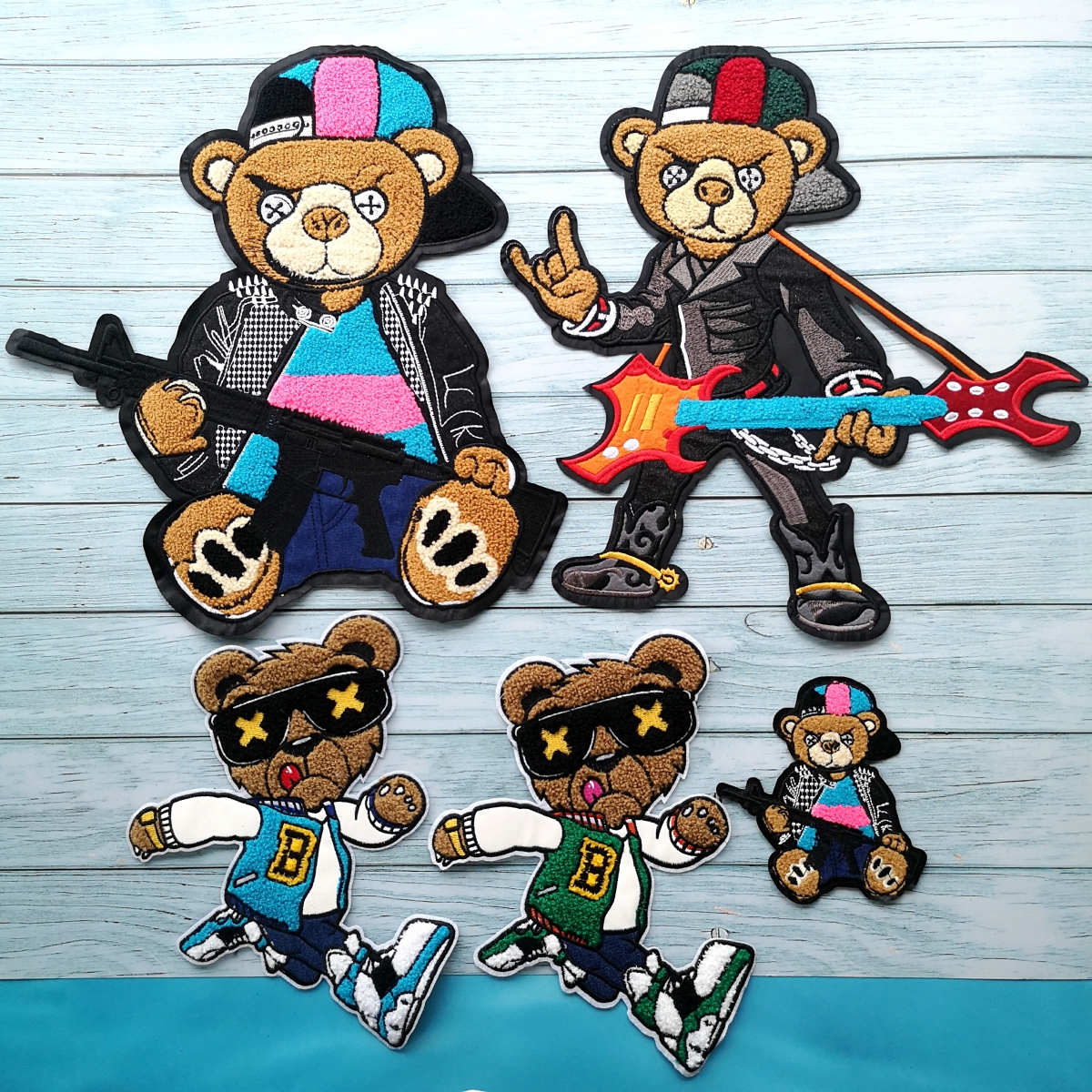 tools embroidery sew on big bear patch,embroidered large chenille bears cartoon badge, animal appliques badges DIY accessory,animals patches for-image-727338468