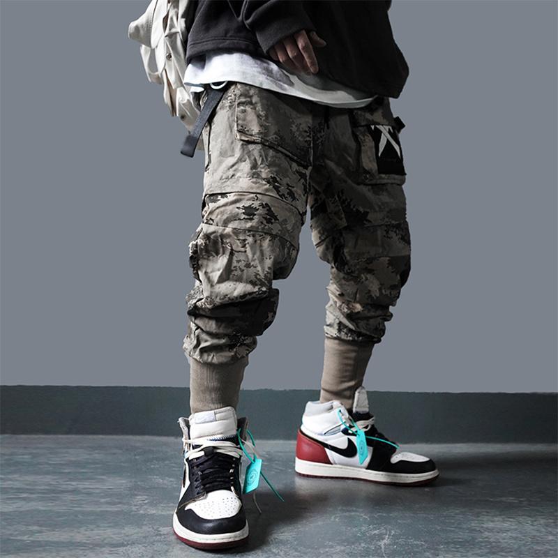 

Men's Pants Distinguished Multi-pocket Cargo Harajuku Hip Hop Streetwear Elastic Waistline Corridors Sweatpants, Black