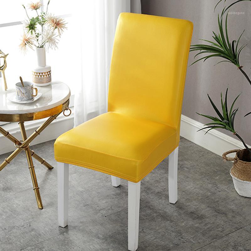 

Chair Covers 4/6 Pcs PU Leather Fabric Solid Color Cover Waterproof Dining Seat El Banquet Protector
