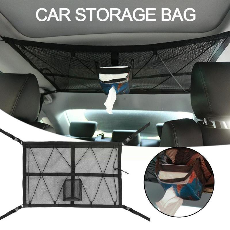 

Car Organizer Portable Ceiling Storage Net Pocket Roof Interior Trunk Bag Cargo Pouch Sundries R5s6