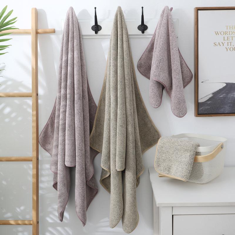 

Towel Coral Fleece Absorbent And Thickened 140*70CM Large Bath Male Female Couples Towels Bathroom Toalla Playa, Purple