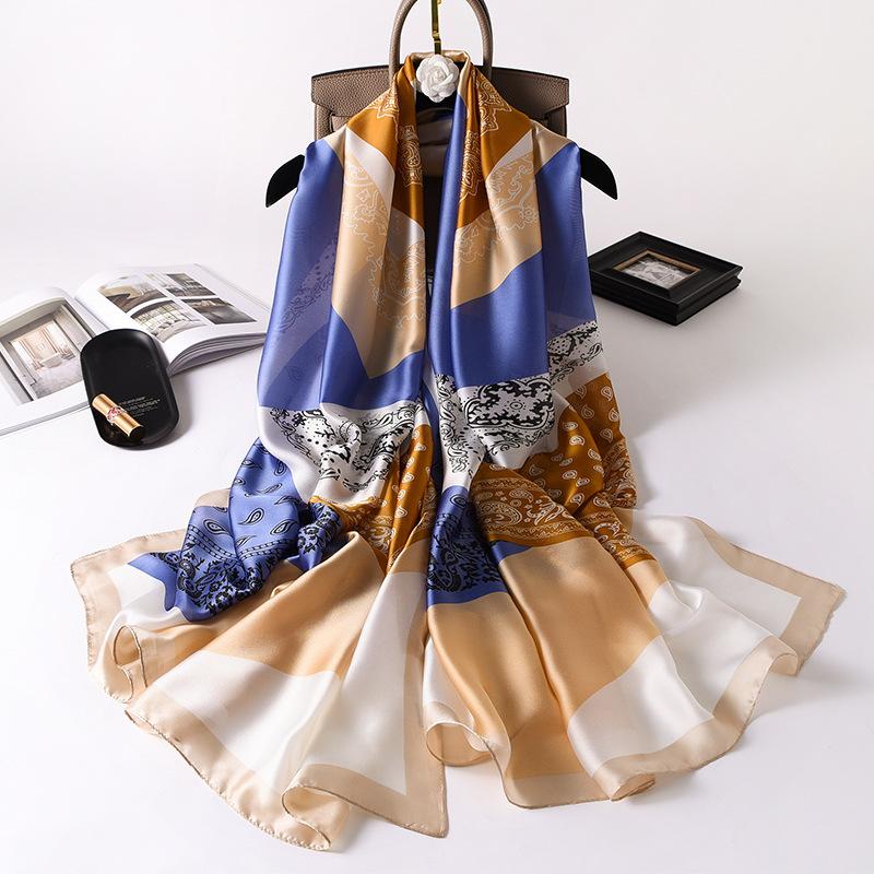 

Scarves 2021 Autumn And Winter Korean Cashew Color Matching Sunscreen Shawl Fashion Print Silk Scarf Women's Warm Long