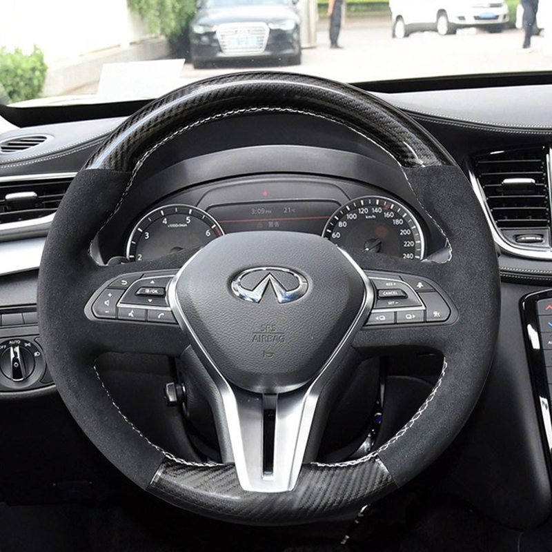 

DIY suede leather steering wheel cover For Infiniti Q50L QX50 Q70 QX60 Qx70 q30 Auto parts wheel cover