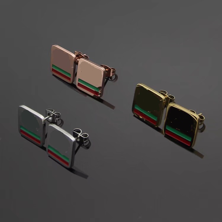 

Not faded Top Quality Stainless Steel Designer Stud Luxurious Letter Gold Silver Rose Colors Trendy Style Square Earrings for Women Engagement Jewelry Wholesale