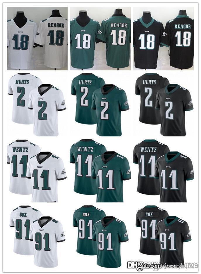

Men Women Youth Philadelphia Eagles 11 Carson Wentz 2 Jalen Hurts 18 Jalen Reagor 91 Fletcher Cox Football Jerseys, Black;red