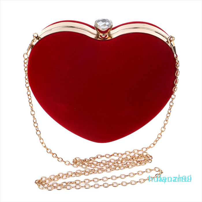 

New-Heart Shape Handbag Clutch Suede Party Tote Purse Bag 424, Black