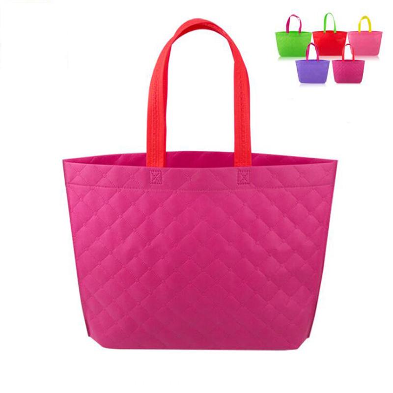 

Shopping Bags 500pcs/lot ECO Plaid Clothes Storage Case Tote Recycle Non-Woven Fabric Supermarket Bag, As pic