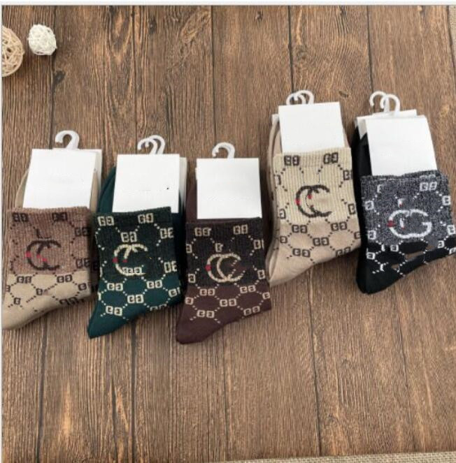 2021 top quality designer men's and women's socks five brands of luxury sports winter net letter knit sock cotton