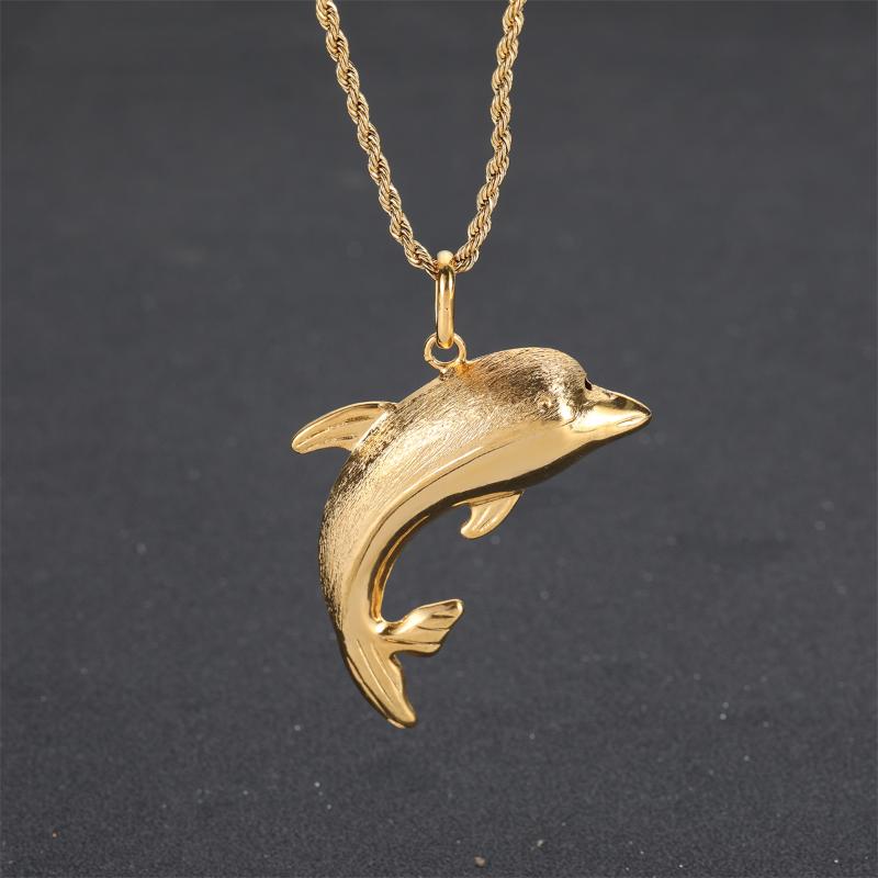 

Pendant Necklaces Dazzling Dolphin Gold Color Big Anchor Neckalce Chain Dubai African Accesories For Women Men Freen 58cm, Silver