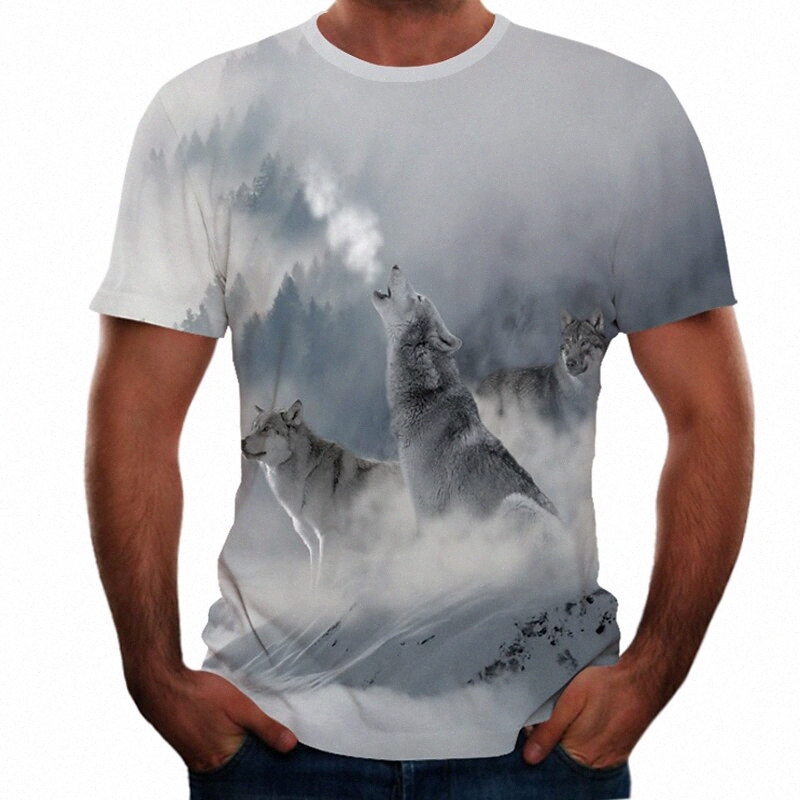 Chemise T-shirt pour hommes 3D Imprimer Animal Cou rond Casual Daily Daily Impression Imprimer Imprimer Sleeve Sleeve Tops Casual Mode Bleu R8AF