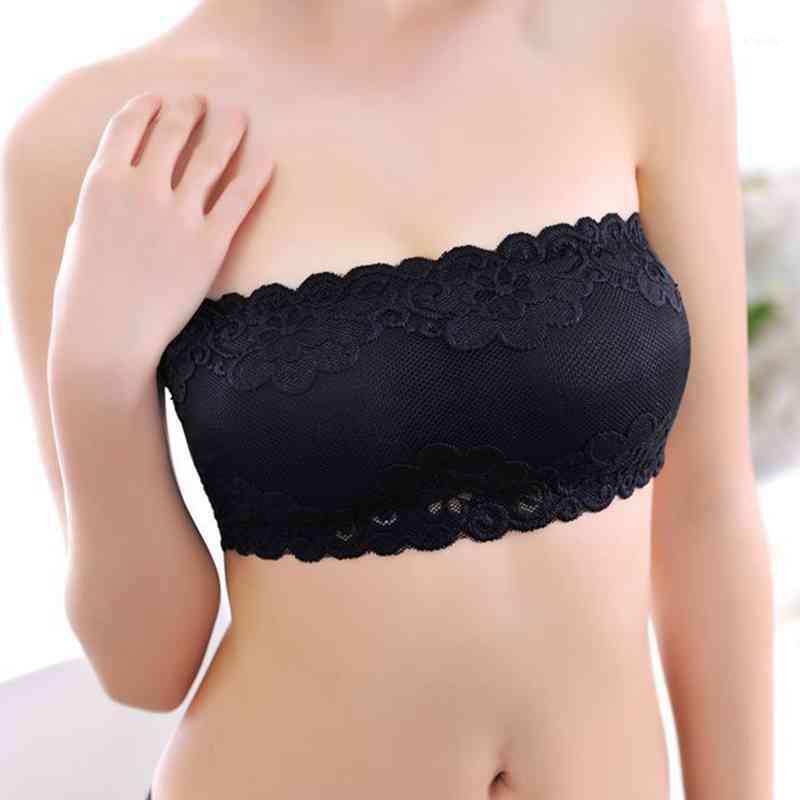 

Bustiers & Corsets Women Lace Tube Top White Black Sexy Flower Bra Tops Wrapped Chest Full Cup Non-slip Strapless Wire Crop