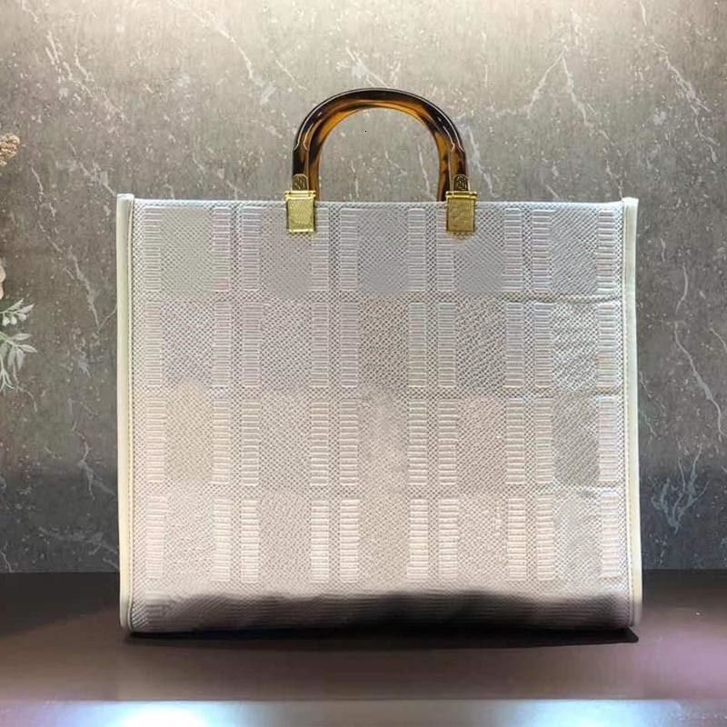 Lady Handbag Tote Bags Large Capacity Package Fashion Canvas Embroidery Letter Plexiglass Handle Gold Metal Parts Removable Shoulder Strap Internal Zipper