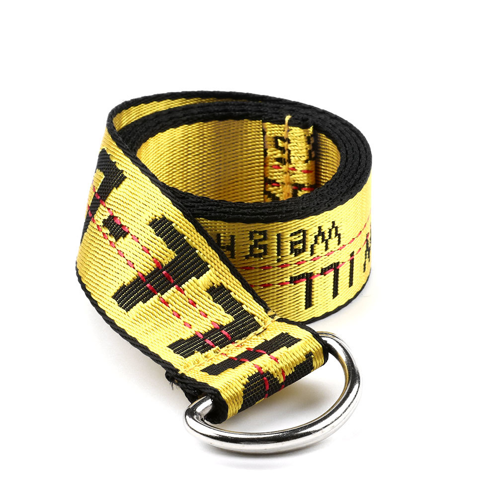 

Custom Woven Off Jacquard White Nylon Belt With D Rings, Black;brown