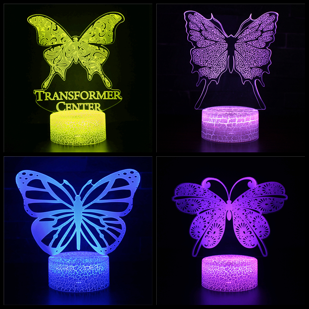 Insects beautiful butterfly 3D night light 7 colors 16 colors remote control girl gift couple desktop decoration LED table lamp-image-739921754