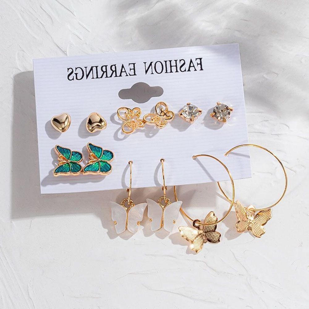 

earrings Mori oil painting butterfly earrings acrylic Butterfly Earrings Set for women, Golden