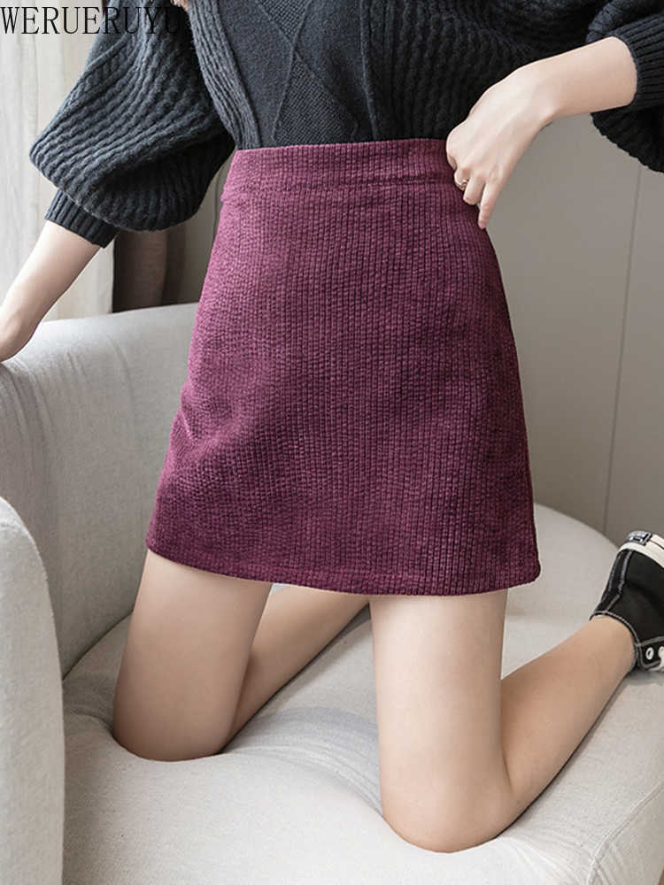 

WERUERUYU Woman corduroy skirt summer sexy mini Vintage harajuku skirts mini high waist straight skirt ladies korean style 210608, Photo color