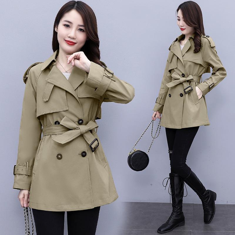 

Women's Jackets #9337 Windbreaker Women Spring Autumn Long Sleeve V Neck Coats Ladies With Belt Casual Slim Outwear Korean Style Tops, Black