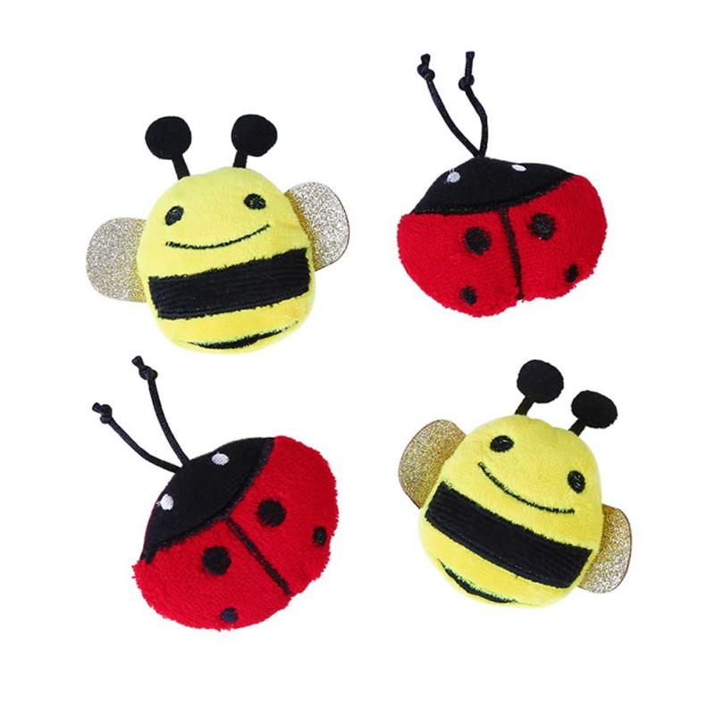

Pet Cat Plush Toy With Catnip Cute Bee Lady Bug Shape Educational Leisure Molar Durable Interative Supplies Toys