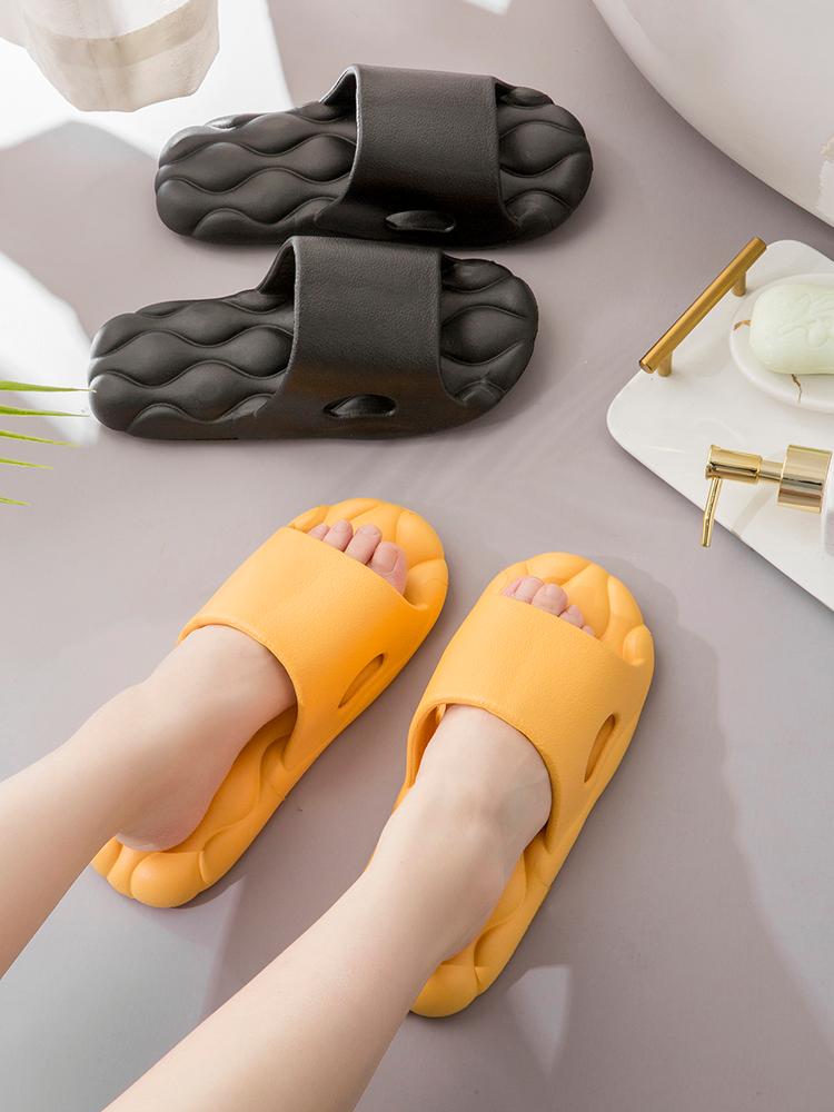 

Slippers Solid Color Soft Bottom Non-slip Flat Girls Home Bathroom Casual 2289, Black