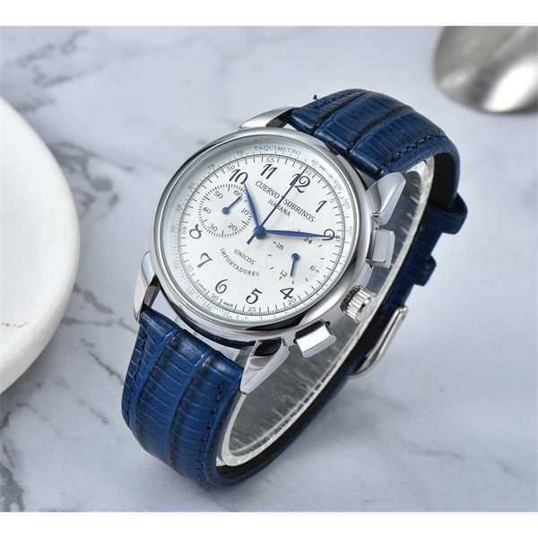 

CUERVO Y SOBRINOS Watches for Men Spacial Leather 316L Steel Dial Chronograph Waterproof Casual Vintage Style CYS Wristwatches