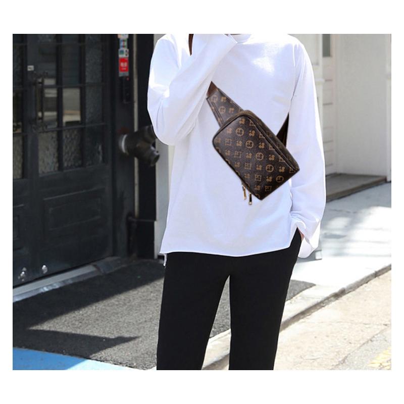 

Man Chest Bag,Pu Breast Bag,Multifunction Crossbody Bags,Check Pattern Waterproof Pack Short Trip Waist Bags