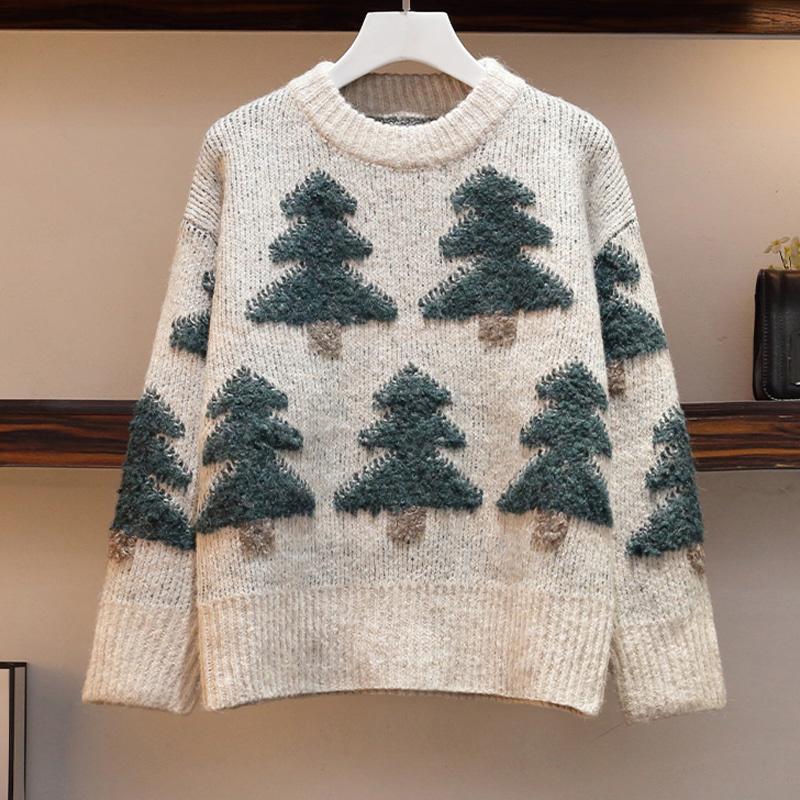 

Women's Two Piece Pants Large Plus Size Women Warm Winter Tracksuit Jacket Coat Christmas Sweater Top And Woolen Pant Three Sets Outfit Clot, White