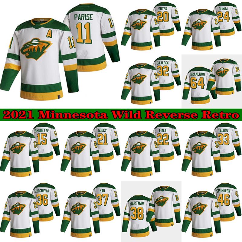 

97 Kirill Kaprizov Minnesota Wild 2021 Reverse Retro Custom Jersey Mens Womens Kids 46 Jared Spurgeon 20 Ryan Suter 11 Zach Parise 36 Mats Zuccarello, Reverse retro white 38
