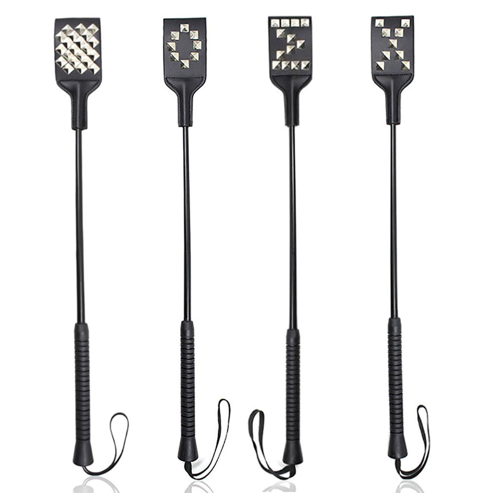 

New Rivet Black Leather Riding Crop Whip For Valentine's Day