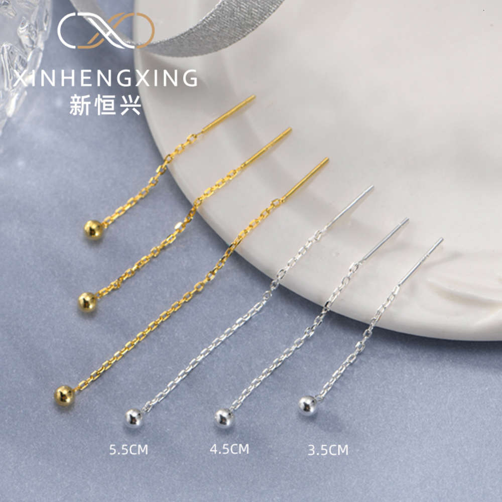 

Hengxing e0121 S925 Tremella nail cute gold silver ball ear temperament line Doudou