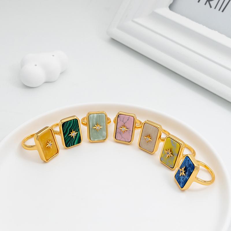 

Cluster Rings Jaeeyin 2021 Trendy Arabesquitic Natural Stone Piercing Cubic Zircon Fashion Jewelry Ring Vintage Gift Women Girls Children
