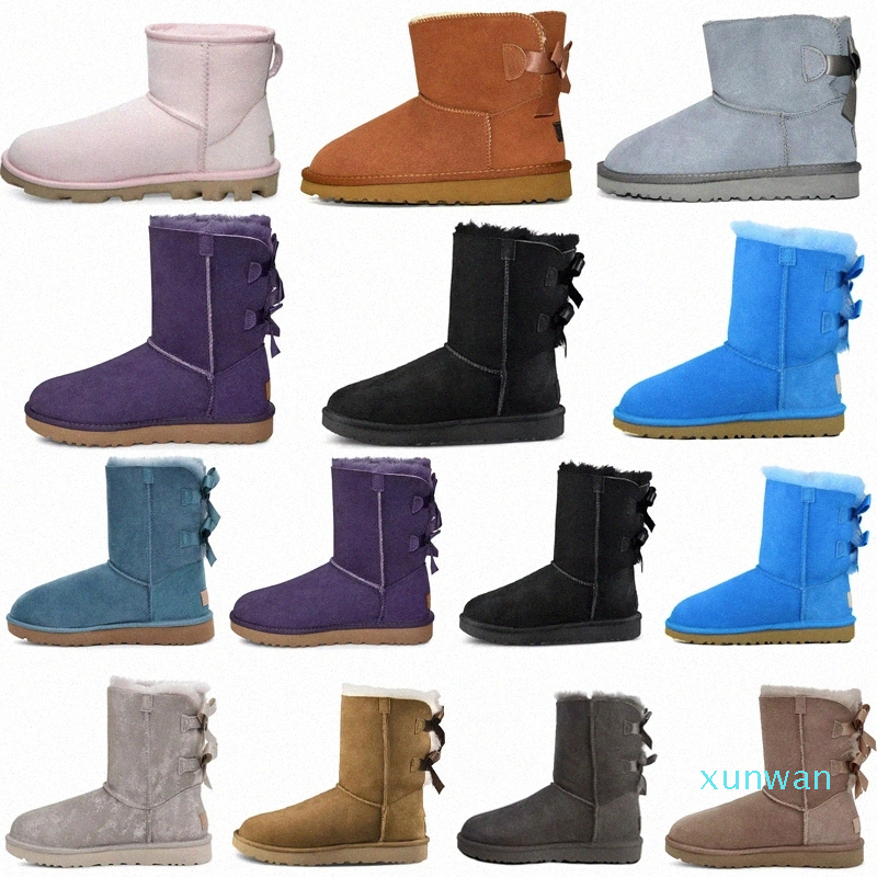 

designer classic short bailey boot warm bow tall button triplet womens women winter snow boots fur furry, 10