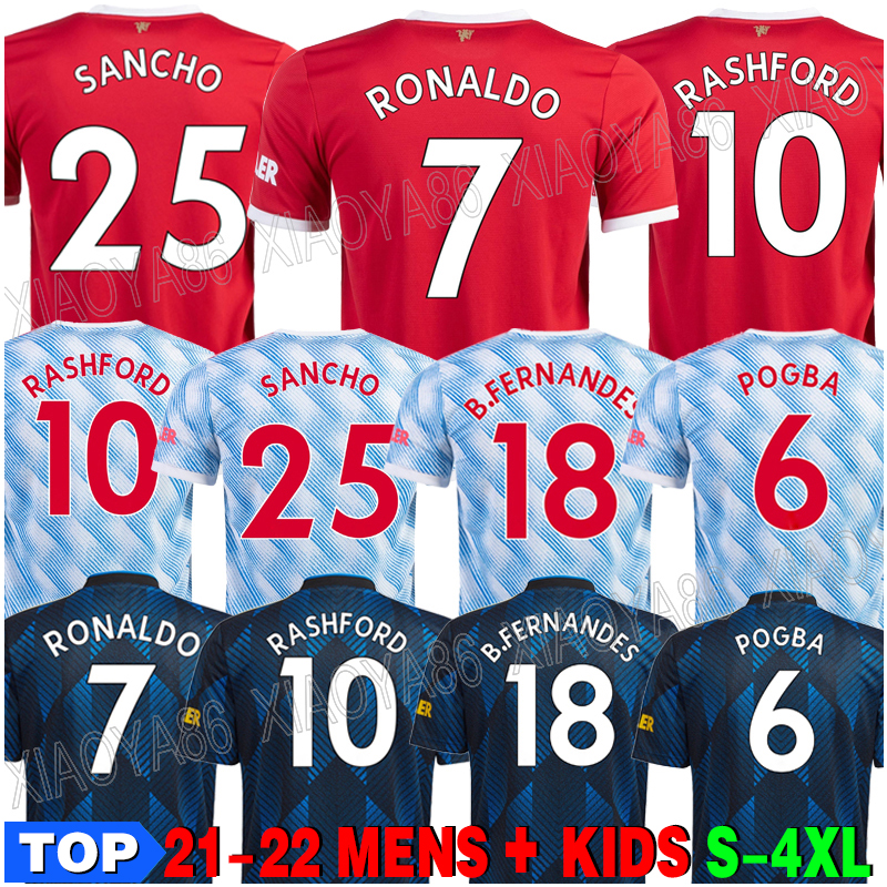 

RONALDO 21 22 SANCHO RASHFORD jerseys 2021 2022 POGBA CAVANI MARTIAL SHAW VAN DE BEEK B. FERNANDES UNITED GREENWOOD UTD soccer football shirt man kids kit, Purple
