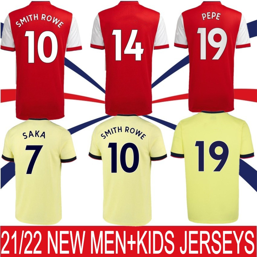 

21 22 Gunners PEPE Soccer Jerseys 2021 2022 SAKA NICOLAS HENRY GUENDOUZI SMITH ROWE TIERNEY ODEGAARD THOMAS Football Shirt Men Kids Kit Uniforms Home Away, Men asenna