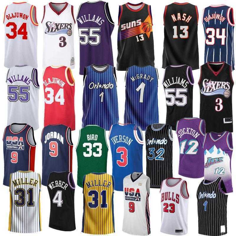 

MenKnicksPacersRaptorsBasketball Jersey Vince McGrady Tracy Carter Grant 33 Hill Reggie 31 Millern bird webber olajuwon RetroNbaJerseys, Brown