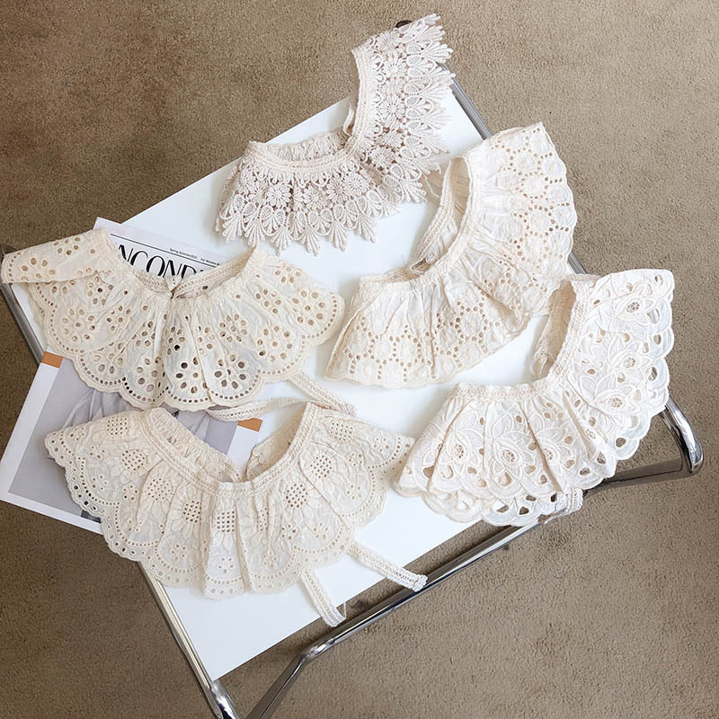 

Children Girls Lace False Collar Hollow Embroidered Half Shirt Blouse Small Shawl Detachable Fake Collars Kids Clothes Accessory