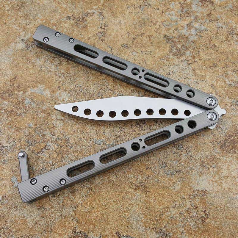 

Theone EX-10 EX10 Butterfly trainer knife Not sharp Titanium Handle Bushing system Swing Training jilt Knife Bench BM42 made BM43 BM47 BM62