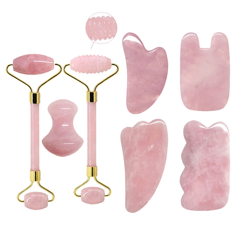 

Gouache Scraper For Face Massager Face Jade Roller Rose Quartz Roller Guasha Natural Crystal Gouache Stone Anti Wrinkle Beauty