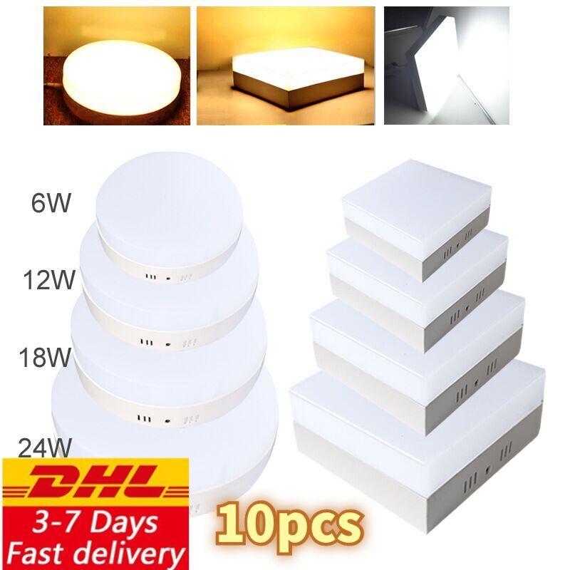 

No Cut LED Ceiling Downlight Light 6W 12W 18W 24W Round/Square Panel Surface Mounted Kitchen Lamp Lighting Lights
