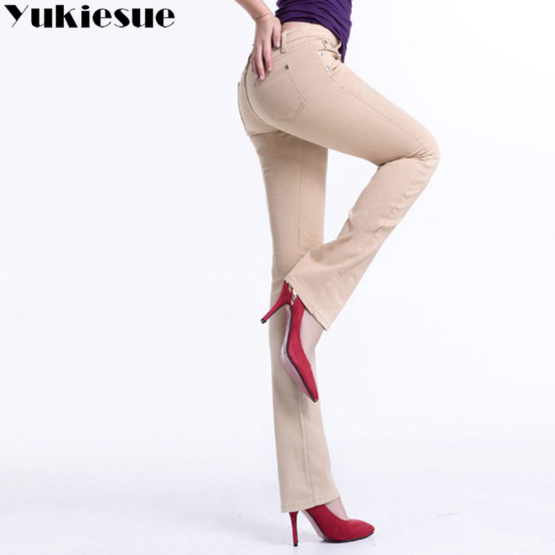 

Large sizes skinny women flared jeans for women pants woman denim jeans female trousers with high waist jeans ladies 210519, Orange