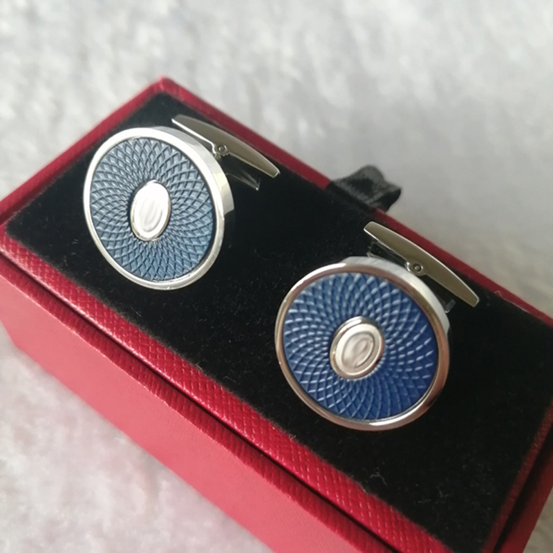 

Ca_r3 Luxury Jewelry Men's Cuff Links Brand Logo High Quality Copper Cufflinks Wedding Gift With Box, Silver