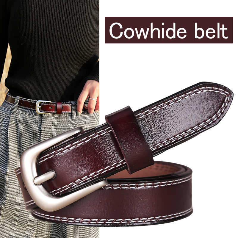 

DINISITON belt women trendy genuine leather belts for woman luxury High Quality Brand Casual Strap Fancy Vintage for Jeans P0817, Black