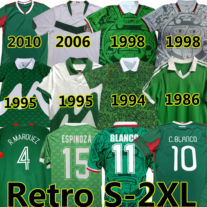 

BLANCO MEXICO RETRO soccer jerseys 1986 1998 Vintage HERNANDEZ Campos H.SANCHEZ 1994 95 2006 2010 JORGE UIS GARCIA MARQUEZ Classic Jersey men kids kit Football shirt, Mexico 2010 home