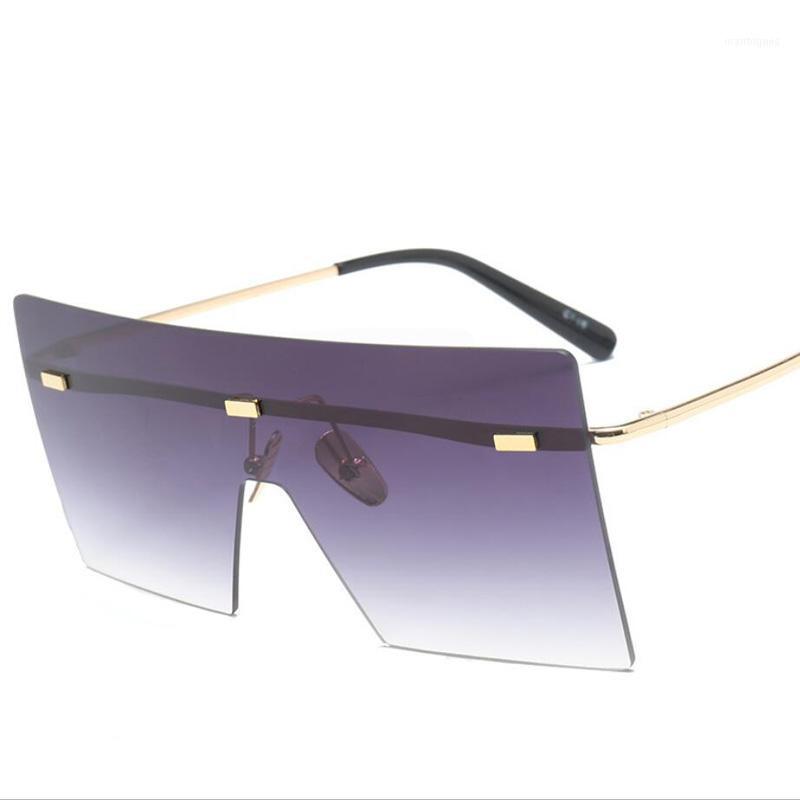 

Sunglasses ZUCZUG Oversized Siamese Women Brand Trend Color Lens Frameless Square Sun Glasses Feamle Big Frame One-piece Glasses1