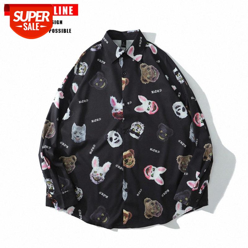 

TKPA guillotine bear street hip-hop anime shirt loose casual men #806g, White;black