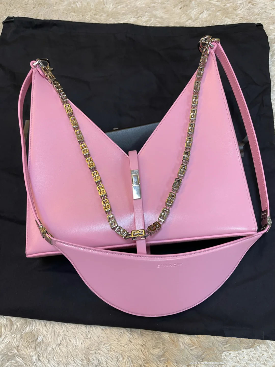 

Shoulder Bag Underarm Bag Fashion Sac High Quality Cut Out Woman Designers Handbags Chain Special Shape 2021 In Stock Genuine Leathe, Pink