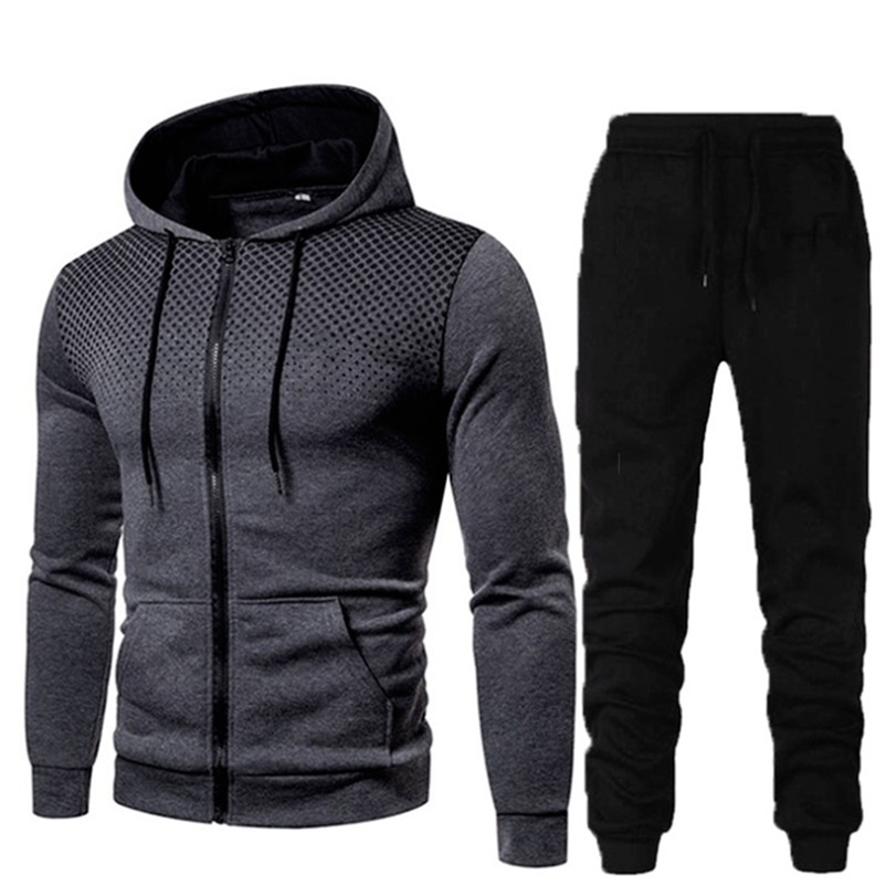 

Men's set Casual Autumn Hoodies + Pants Tracksuit Sportswear Long Hooded with Zipper Sweatshirts Set harajuku Male Clothes 210722, Cl0640-balck